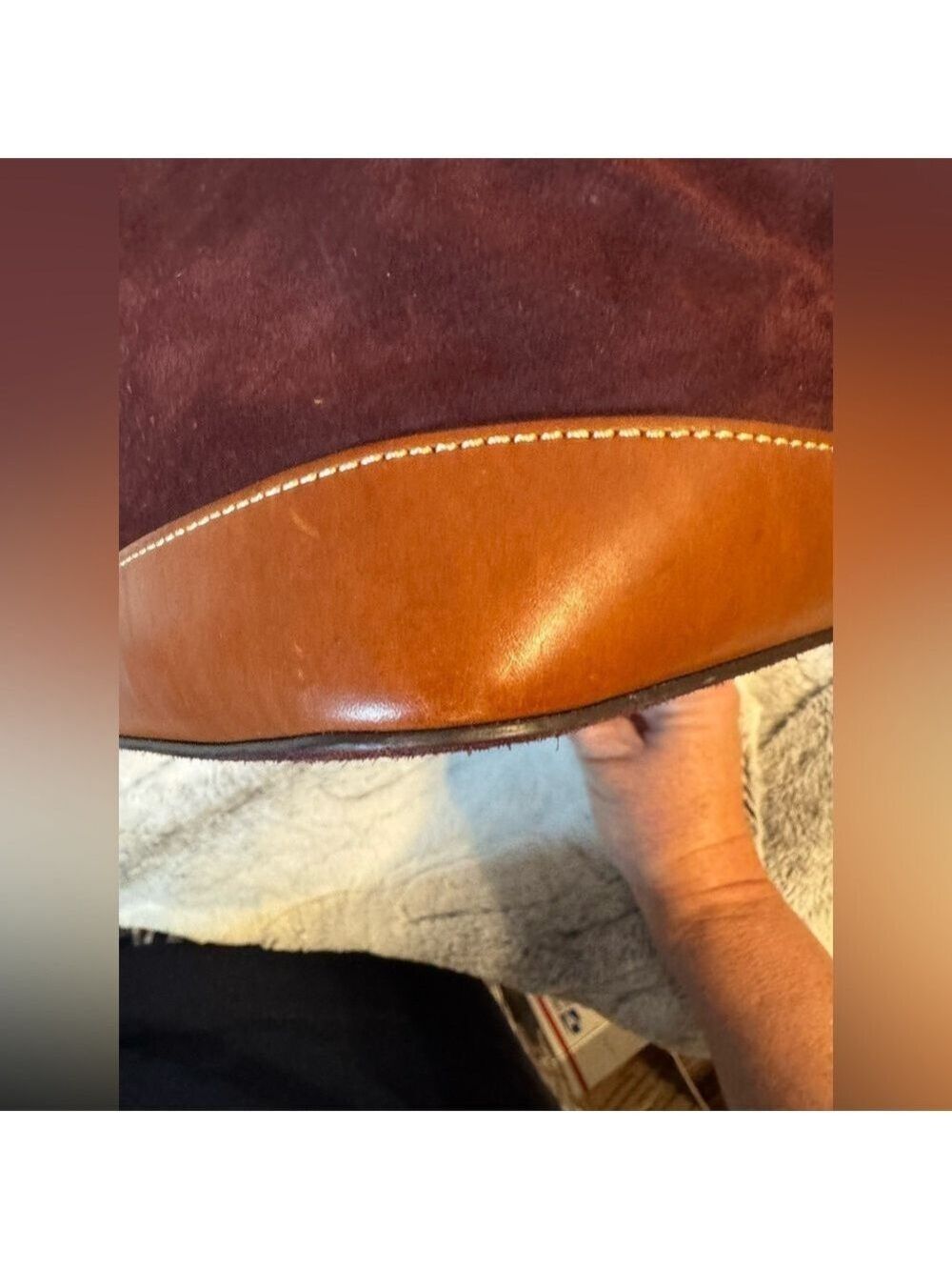 Dooney & Bourke - Suede Drawstring Bucket Bag - EUC 
Dark Brown/Burgundy Color - Picture 7 of 13